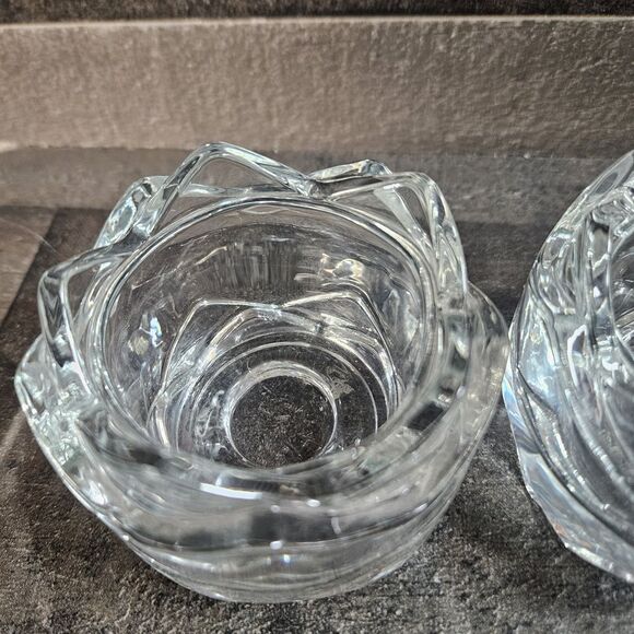 Crystal Stackable Votive Holders Indiana Glass Vintage Set of 2 - Picture 2 of 4